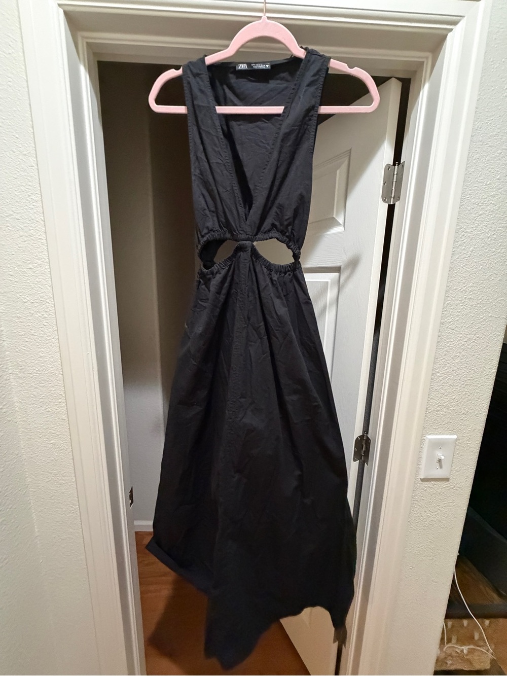 Zara Black Asymmetrical Cutout Maxi Dress